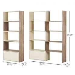 Bibliothèque HomCom standard chêne clair à 5 étagères en composite -HOMCOM Soldes 2022 330896317 AlternateImage2 l