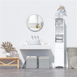 Armoire à linge autoportante HomCom en MDF blanc de 13,5 po x 67 po x 9,5 po -HOMCOM Soldes 2022 330896324 AlternateImage3 l