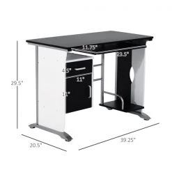 Bureau d'ordinateur HomCom moderne/contemporain noir et blanc de 39,37 po 7 Bureau d'ordinateur HomCom moderne/contemporain noir et blanc de 39,37 po -HOMCOM Soldes 2022 330896326 AlternateImage2 l