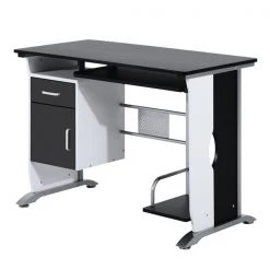 Bureau d'ordinateur HomCom moderne/contemporain noir et blanc de 39,37 po