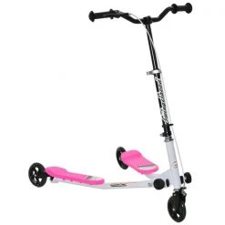 Trottinette ajustable et pliante pour enfants par HOMCOM à 3 roues en acier noir et rose