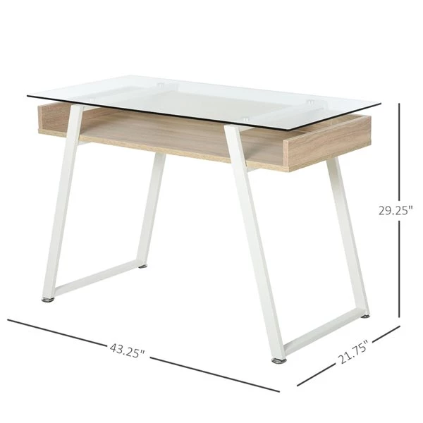 Bureau d'ordinateur moderne/contemporain HomCom brun et blanc de 43,25 po 3 Bureau d'ordinateur moderne/contemporain HomCom brun et blanc de 43,25 po – Image 3