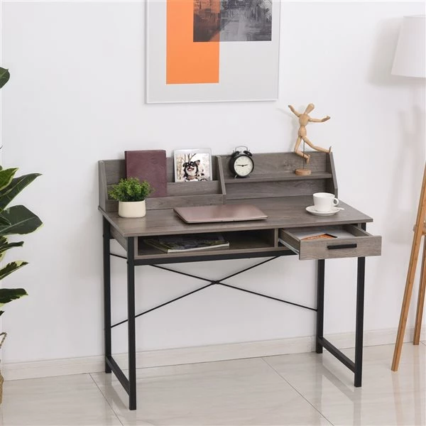 Bureau moderne/contemporain HomCom gris et noir de 29,5 po 2 Bureau moderne/contemporain HomCom gris et noir de 29,5 po – Image 2