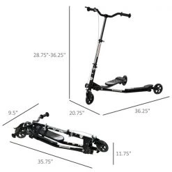 Trottinette ajustable et pliante pour enfants par HOMCOM à 3 roues en acier noir 7 Trottinette ajustable et pliante pour enfants par HOMCOM à 3 roues en acier noir -HOMCOM Soldes 2022 330912617 AlternateImage2 l