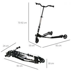 Trottinette ajustable et pliante pour enfants par HOMCOM à 3 roues en acier noir 8 Trottinette ajustable et pliante pour enfants par HOMCOM à 3 roues en acier noir -HOMCOM Soldes 2022 330912617 AlternateImage3 l