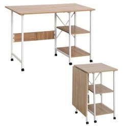 Bureau d'ordinateur brun pâle HomCom moderne et contemporain de 42,25 po
