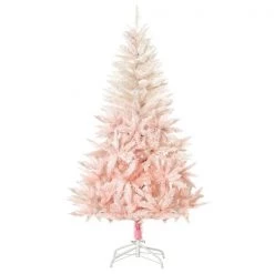Sapin de Noël artificiel de Homcom de 5 pi sur pieds de style épinette régulier, rose