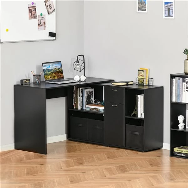 Bureau d'ordinateur noir HomCom moderne et contemporain de 46 po 2 Bureau d'ordinateur noir HomCom moderne et contemporain de 46 po – Image 2