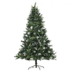 Sapin de Noël artificiel de Homcom de 6,9 pi floqué sur pieds régulier, vert