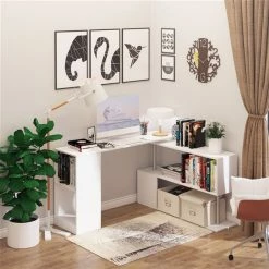 Bureau en forme de L HomCom moderne et contemporain blanc de 55 po -HOMCOM Soldes 2022 330928555 AlternateImage3 l
