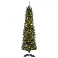 Sapin de Noël artificiel de Homcom de 6 pi sur pieds mince avec 200 lumières multicolores, vert
