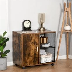 Support à imprimante HomCom avec porte, brun vintage -HOMCOM Soldes 2022 330928566 AlternateImage2 l