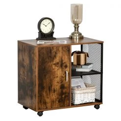 Support à imprimante HomCom avec porte, brun vintage