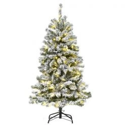 Sapin de Noël artificiel de Homcom de 6 pi floqué sur pieds régulier avec 250 lumières multicolores, vert