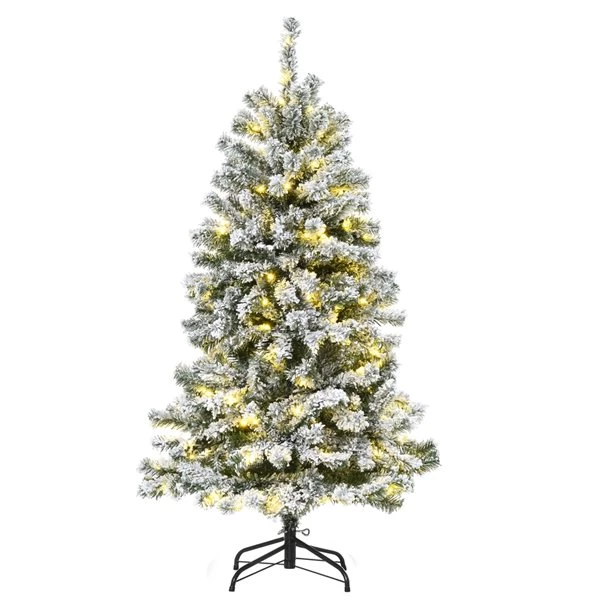 Sapin de Noël artificiel de Homcom de 6 pi floqué sur pieds régulier avec 250 lumières multicolores, vert 1 Sapin de Noël artificiel de Homcom de 6 pi floqué sur pieds régulier avec 250 lumières multicolores, vert