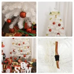 Sapin de Noël artificiel de Homcom de 6 pi sur pieds régulier avec 220 lumières multicolores, blanc -HOMCOM Soldes 2022 330928575 AlternateImage3 l