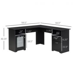 Bureau en forme de L noir HomCom moderne et contemporain de 59,5 po 7 Bureau en forme de L noir HomCom moderne et contemporain de 59,5 po -HOMCOM Soldes 2022 330928582 AlternateImage2 l