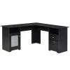 Bureau en forme de L noir HomCom moderne et contemporain de 59,5 po