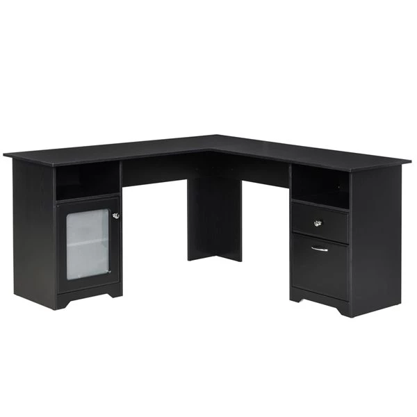 Bureau en forme de L noir HomCom moderne et contemporain de 59,5 po 1 Bureau en forme de L noir HomCom moderne et contemporain de 59,5 po