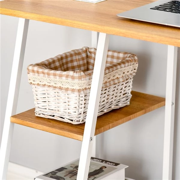 Bureau d'ordinateur brun pâle HomCom moderne et contemporain de 41 po 4 Bureau d'ordinateur brun pâle HomCom moderne et contemporain de 41 po – Image 4