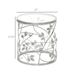 HOMCOM Table Basse en Verre Trempé Table d'Appoint Vintage Maison Argent -HOMCOM Soldes 2022 330928590 AlternateImage2 l