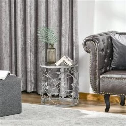 HOMCOM Table Basse en Verre Trempé Table d'Appoint Vintage Maison Argent -HOMCOM Soldes 2022 330928590 AlternateImage3 l