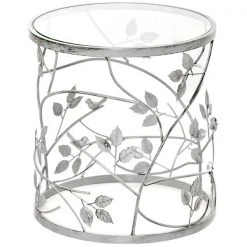 HOMCOM Table Basse en Verre Trempé Table d'Appoint Vintage Maison Argent