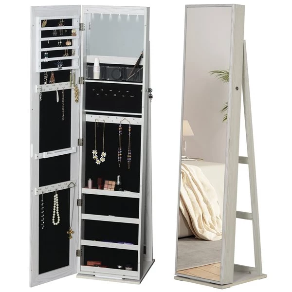Armoire à bijoux sur pied par HomCom avec lumières DEL, blanc 1 Armoire à bijoux sur pied par HomCom avec lumières DEL, blanc