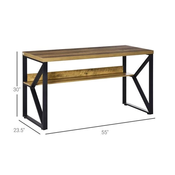 Bureau d'écriture brun pâle HomCom moderne et contemporain de 55 po 3 Bureau d'écriture brun pâle HomCom moderne et contemporain de 55 po – Image 3