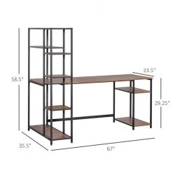 Bureau d'ordinateur brun HomCom moderne et contemporain de 67 po -HOMCOM Soldes 2022 330928602 AlternateImage2 l