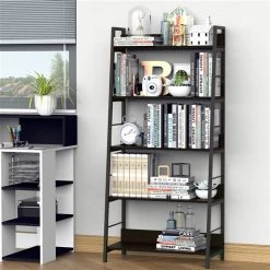 Bibliothèque en composite noir par HomCom avec 5 tablettes -HOMCOM Soldes 2022 330928617 AlternateImage3 l