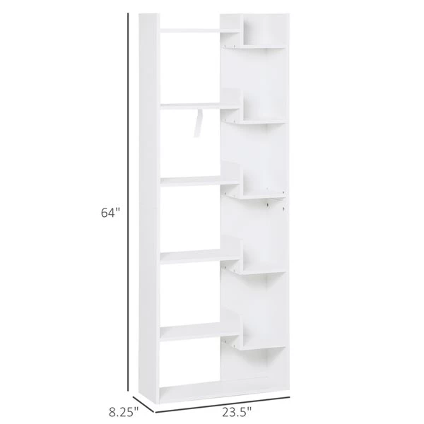 Bibliothèque en composite blanc par HomCom avec 6 tablettes 3 Bibliothèque en composite blanc par HomCom avec 6 tablettes – Image 3