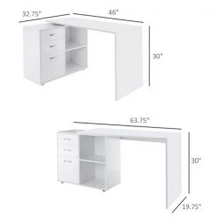 Bureau en forme de L HomCom moderne et contemporain blanc de 46 po -HOMCOM Soldes 2022 330928639 AlternateImage2 l
