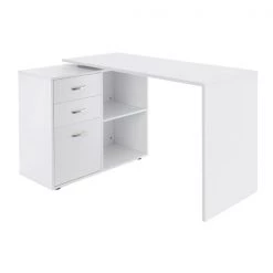 Bureau en forme de L HomCom moderne et contemporain blanc de 46 po