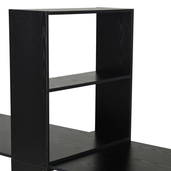 Bureau d'ordinateur noir HomCom moderne et contemporain de 88,25 po 5 Bureau d'ordinateur noir HomCom moderne et contemporain de 88,25 po – Image 5