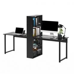Bureau d'ordinateur noir HomCom moderne et contemporain de 88,25 po