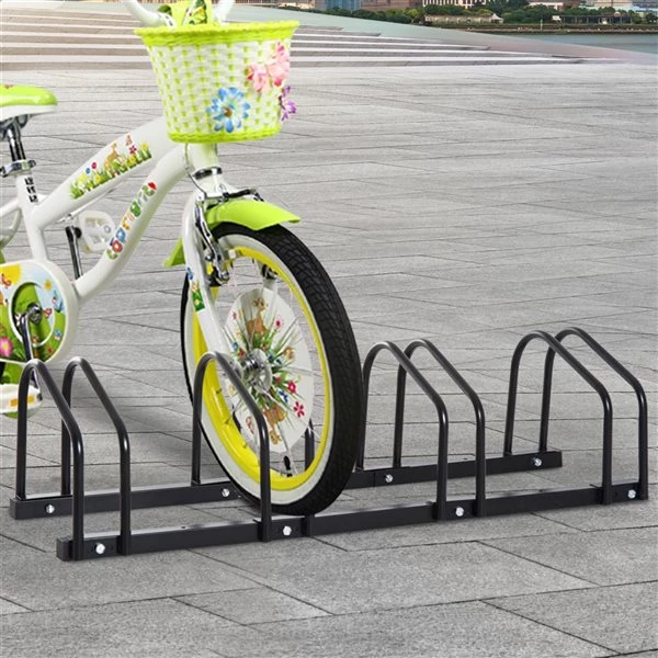 Support à vélos en acier noir par HomCom pour 4 vélos 2 Support à vélos en acier noir par HomCom pour 4 vélos – Image 2