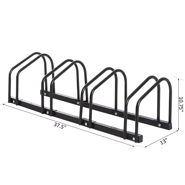 Support à vélos en acier noir par HomCom pour 4 vélos 3 Support à vélos en acier noir par HomCom pour 4 vélos – Image 3