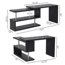 Bureau en forme de L noir HomCom moderne et contemporain de 47,25 po -HOMCOM Soldes 2022 330928655 AlternateImage2 l