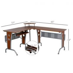 Bureau d'ordinateur en forme de L brun HomCom moderne et contemporain de 65 po -HOMCOM Soldes 2022 330928664 AlternateImage2 l