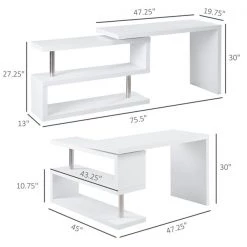 Bureau en forme de L blanc HomCom moderne et contemporain de 47,25 po -HOMCOM Soldes 2022 330928667 AlternateImage2 l