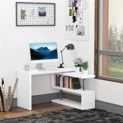 Bureau en forme de L blanc HomCom moderne et contemporain de 47,25 po -HOMCOM Soldes 2022 330928667 AlternateImage4 l