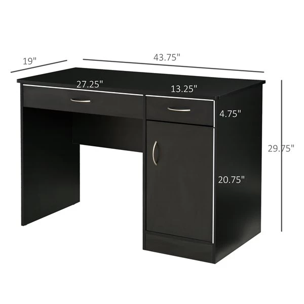 Bureau d'ordinateur noir HomCom moderne et contemporain de 43,75 po 3 Bureau d'ordinateur noir HomCom moderne et contemporain de 43,75 po – Image 3