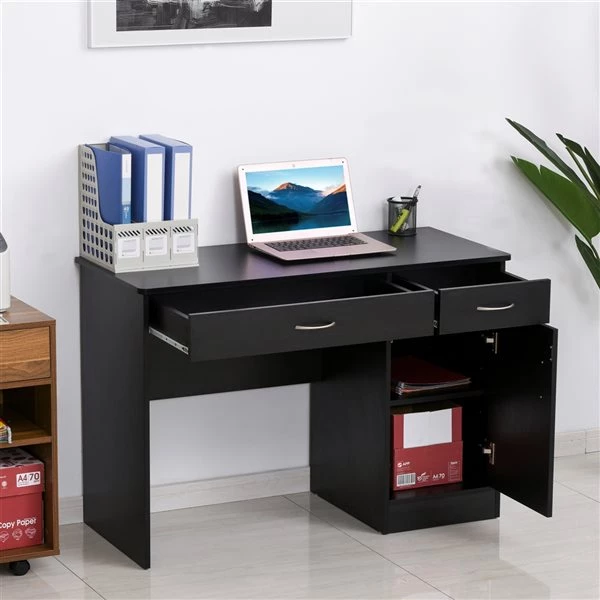 Bureau d'ordinateur noir HomCom moderne et contemporain de 43,75 po 4 Bureau d'ordinateur noir HomCom moderne et contemporain de 43,75 po – Image 4