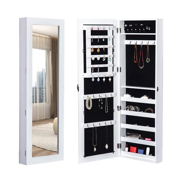 Armoire à bijoux à installation murale par HomCom avec miroir, blanc 2 Armoire à bijoux à installation murale par HomCom avec miroir, blanc – Image 2