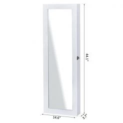 Armoire à bijoux à installation murale par HomCom avec miroir, blanc 7 Armoire à bijoux à installation murale par HomCom avec miroir, blanc -HOMCOM Soldes 2022 330928682 AlternateImage2 l