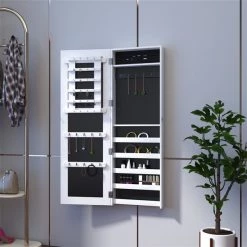 Armoire à bijoux à installation murale par HomCom avec miroir, blanc 9 Armoire à bijoux à installation murale par HomCom avec miroir, blanc -HOMCOM Soldes 2022 330928682 AlternateImage4 l