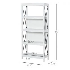 Bibliothèque en composite blanc par HomCom avec 5 tablettes -HOMCOM Soldes 2022 330928683 AlternateImage2 l