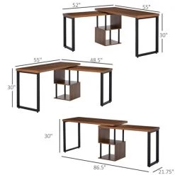 Bureau en forme de L HomCom moderne et contemporain brun de 55 po -HOMCOM Soldes 2022 330928689 AlternateImage2 l