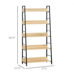 Bibliothèque en composite noir et beige chêne par HomCom avec 5 tablettes -HOMCOM Soldes 2022 330928693 AlternateImage2 l